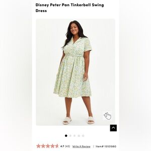 Torrid Disney Peter Pan Tinkerbell Swing Dress
